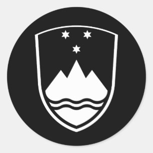 Slovenië wapen, eenvoudig, zwart en wit ronde sticker