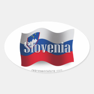 Slovenië zwaaien met vlag ovale sticker