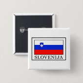 Slovenija Vierkante Button 5,1 Cm (Voorkant /achterkant)
