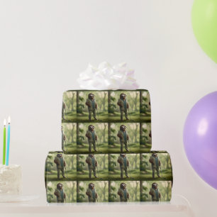 "Slow and Steady: een luiaard gekleed voor golf Cadeaupapier