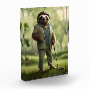 "Slow and Steady: een luiaard gekleed voor golf Fotoblokken