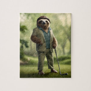 "Slow and Steady: een luiaard gekleed voor golf Legpuzzel