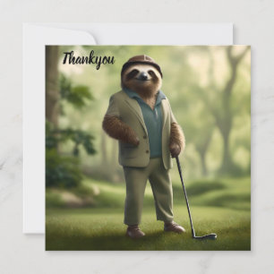 Slow and Steady: Een luiaard is gekleed voor golf Bedankkaart