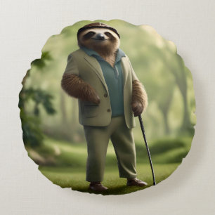 Slow and Steady: Een luiaard is gekleed voor golf Rond Kussen