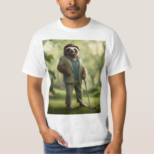 Slow and Steady: Een luiaard is gekleed voor golf T-shirt