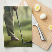 Slow and Steady: Een luiaard is gekleed voor golf Theedoek (Quarter Fold)