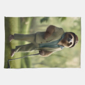 Slow and Steady: Een luiaard is gekleed voor golf Theedoek (Horizontaal)