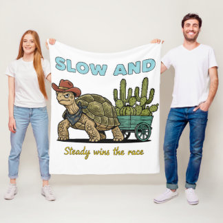 Slow and Steady Motivation Turtle Illustration Fleece Deken