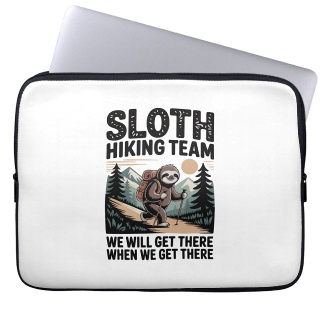 Slow and Steady Sloth Hiking Team Laptop Sleeve (Voorkant)
