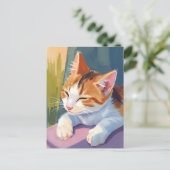 Slow Blinks | Cat Kitten Watercolor Pet Painting Briefkaart (Staand voorkant)
