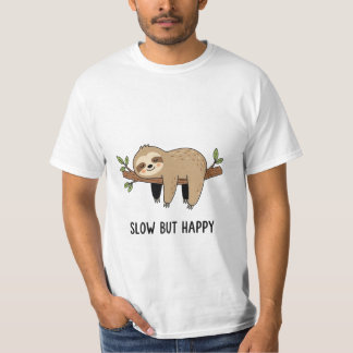 Slow But Happy – Cute Sloth Illustration Unisex T-shirt