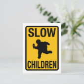 Slow Children fat kind street sign parody grappig Briefkaart (Staand voorkant)