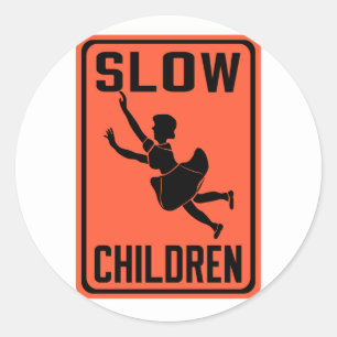 Slow Children, verkeerswaarschuwingsteken, Verenig Ronde Sticker