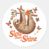 Slow Down and Shine Sloth Sticker  (Voorkant)