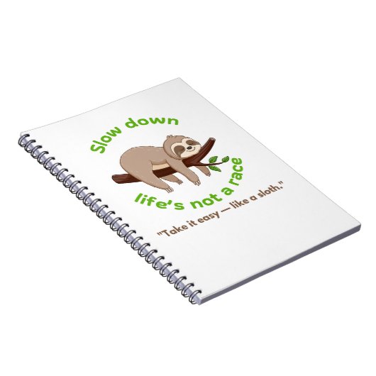 Slow Down – traag grafisch T-shirt en cadeau Notitieboek (Rechterzijde)