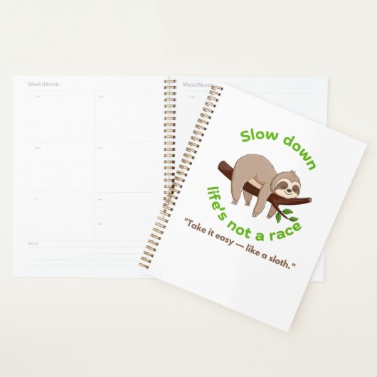 Slow Down – traag grafisch T-shirt en cadeau Planner (Display)