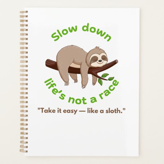 Slow Down – traag grafisch T-shirt en cadeau Planner (Voorkant)