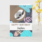 Slow Hanging Sloth Happy Birthday Kaart (Gele Bloem)