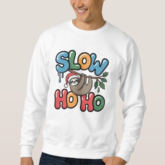 Slow Ho Ho — Sloth Hanging from Branch Christmas Trui (Voorkant)