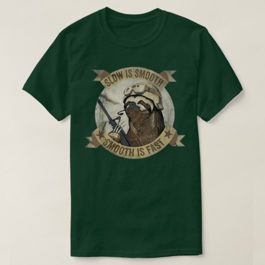 Slow Is Smooth Smooth Is Fast Sloth Guns T-shirt (Design voorkant)