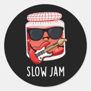 Slow Jam Funny Food Pun Dark BG Ronde Sticker