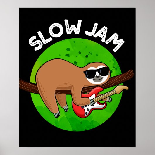 Slow Jam Funny Music Animal Pun Dark BG Poster (Voorkant)