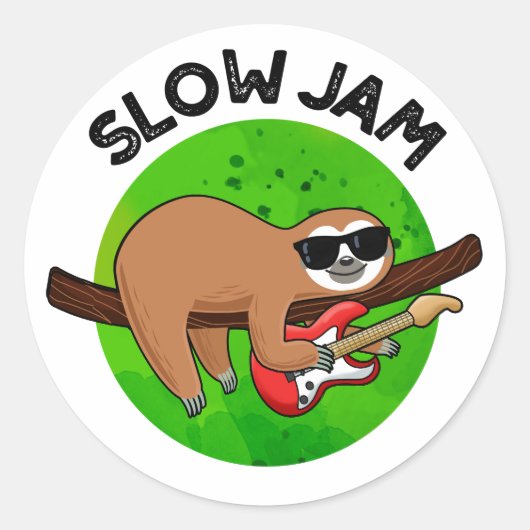 Slow Jam Funny Music Animal Pun Ronde Sticker (Voorkant)