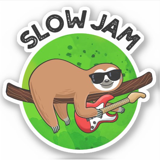 Slow Jam Funny Music Animal Pun Sticker (Voorkant)