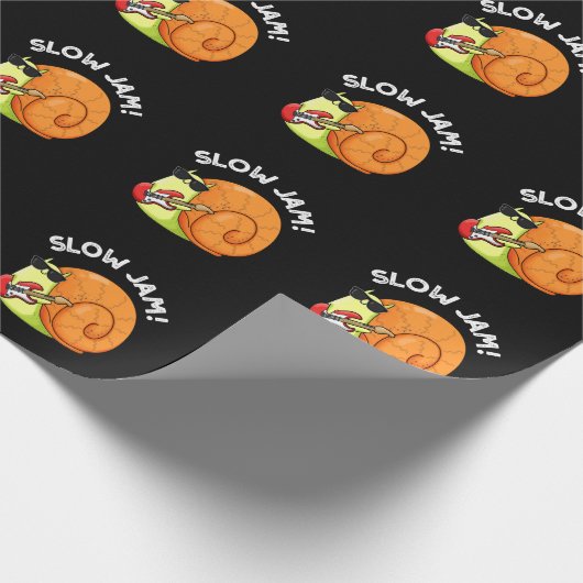 Slow Jam Funny Music Snail Pun Dark BG Cadeaupapier (Hoek)