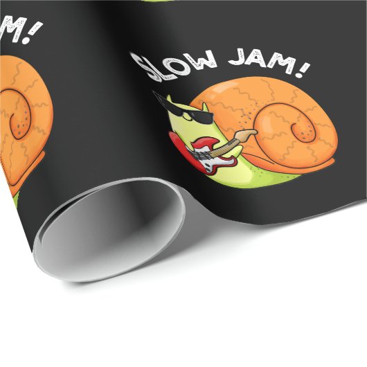 Slow Jam Funny Music Snail Pun Dark BG Cadeaupapier (Rol Hoek)