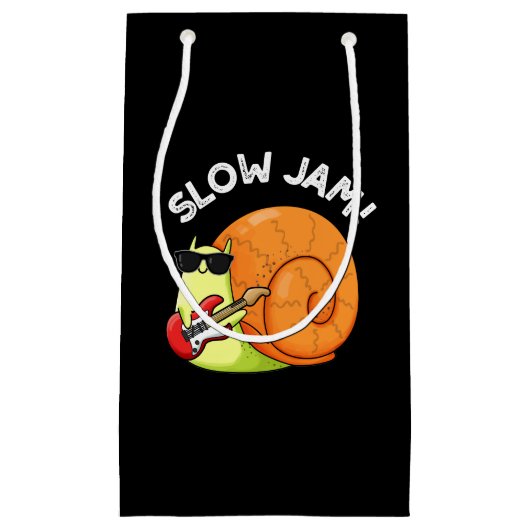 Slow Jam Funny Music Snail Pun Dark BG Klein Cadeauzakje (Voorkant)