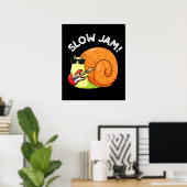 Slow Jam Funny Music Snail Pun Dark BG Poster (Thuiskantoor)