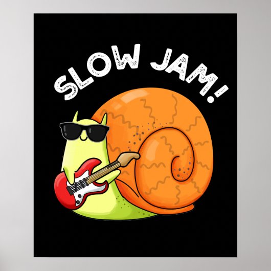 Slow Jam Funny Music Snail Pun Dark BG Poster (Voorkant)