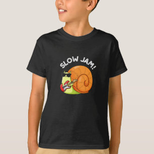 Slow Jam Funny Music Snail Pun Dark BG T-shirt