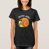 Slow Jam Funny Music Snail Pun Dark BG T-shirt (Voorkant)