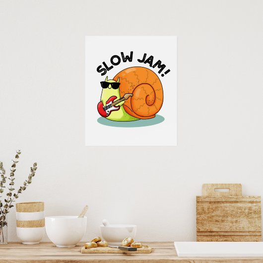Slow Jam Funny Music Snail Pun Poster (Keuken)