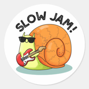 Slow Jam Funny Music Snail Pun Ronde Sticker