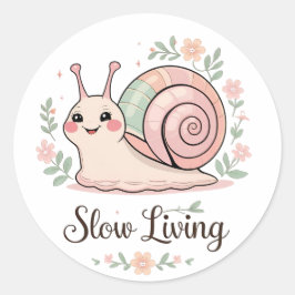 Slow Living | Pastel Snail Floral Ronde Sticker