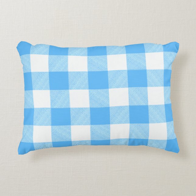 Slow-Living Summer Sky Check Accent Kussen (Voorkant)