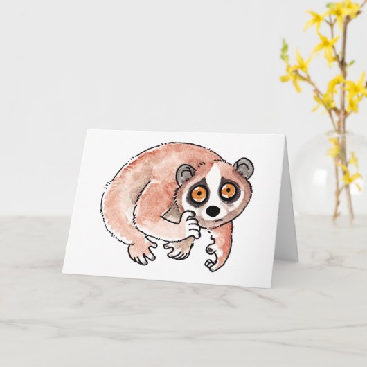 Slow Loris-Wenskaart Kaart (Gele Bloem)