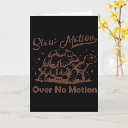 Slow Motion Over No Motion Turtle Meme Mannen Vrou Kaart (Gele Bloem)