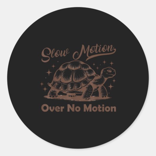 Slow Motion Versus Geen Beweging Turtle Meme Manne Ronde Sticker (Voorkant)