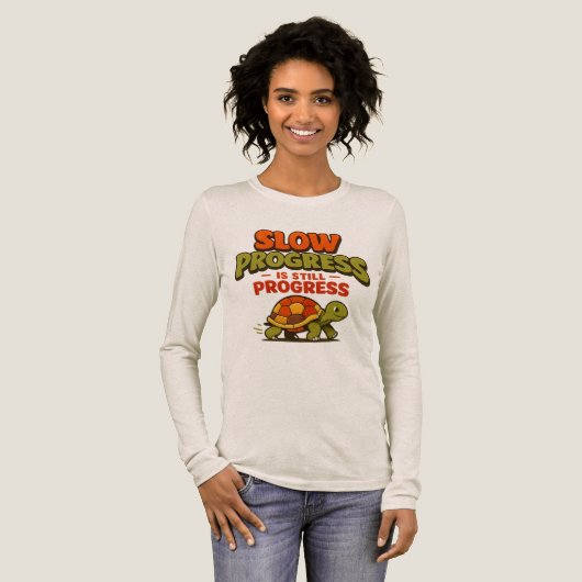 Slow Progress Is Still Progress Turtle Motivation Tri-Blend Shirt (Voorkant)