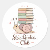 Slow Reader Club – Schattigee Bookish Snail Sticke Ronde Sticker (Voorkant)