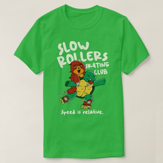 Slow Rollers Schaatsclub Grappige Schildpad en lui T-shirt (Design voorkant)