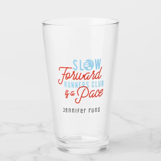 Slow Runners Club Funny Quote Blauw Oranje tekst Glas (Voorkant)