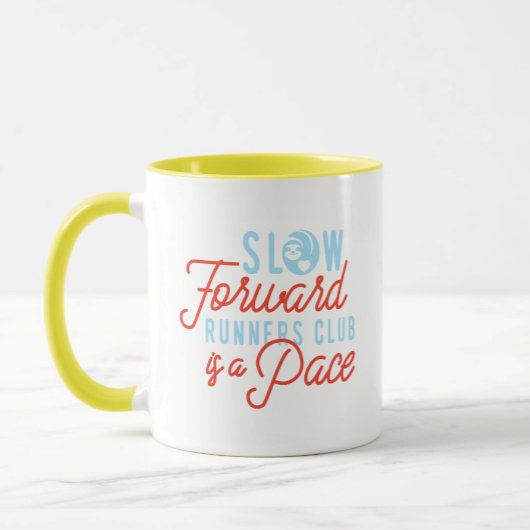 Slow Runners Club Funny Quote Blauw Oranje tekst Koffiemok