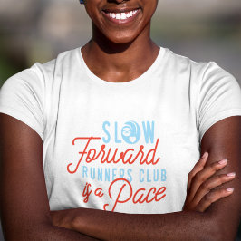 Slow Runners Club Funny Quote Blauw Oranje tekst T-shirt