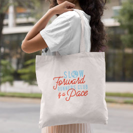 Slow Runners Club Funny Quote Blauw Oranje tekst Tote Bag