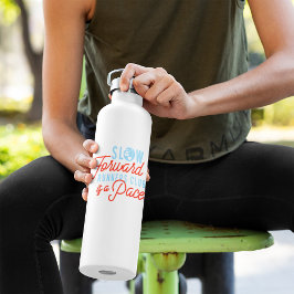 Slow Runners Club Funny Quote Blauw Oranje tekst Waterfles